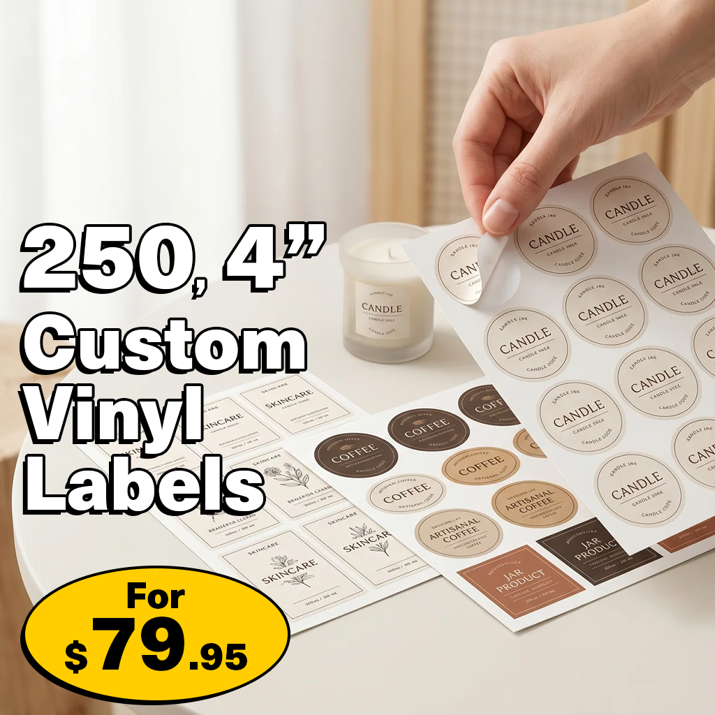 250 4" Custom Vinyl Labels