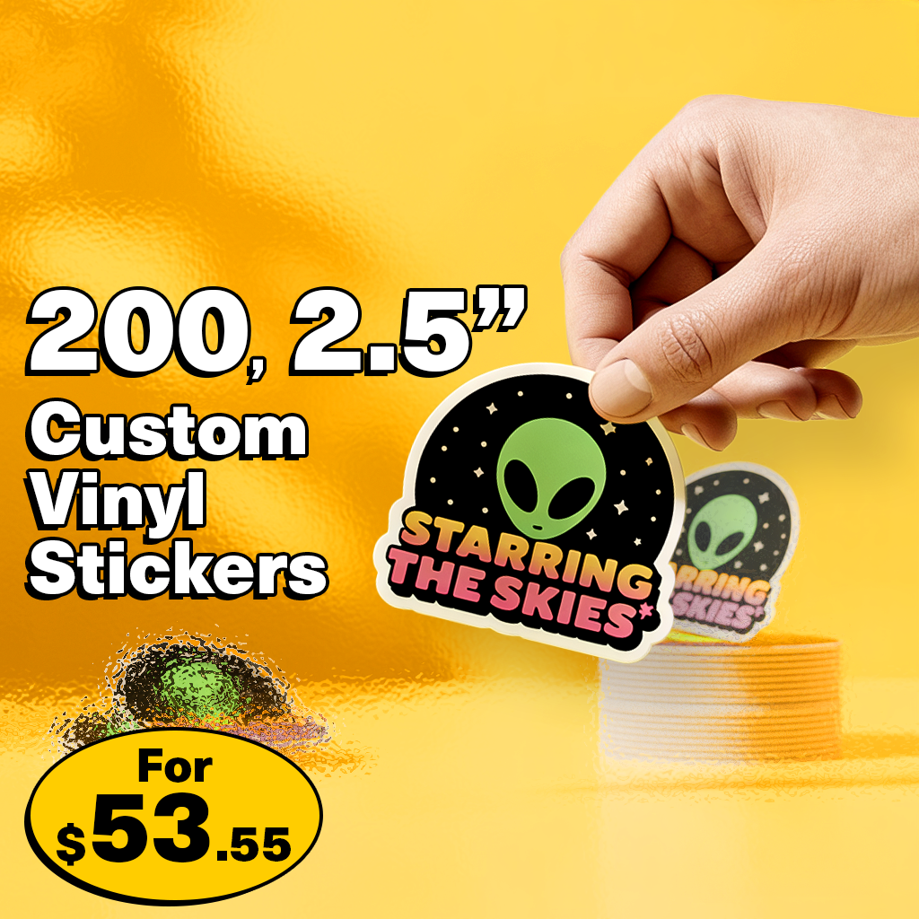 200 2.5" Custom Vinyl Stickers