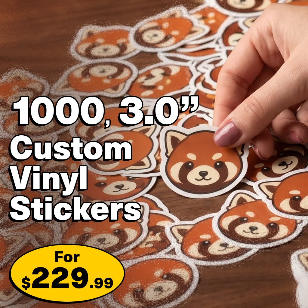 1000 3.0" Custom Vinyl Stickers