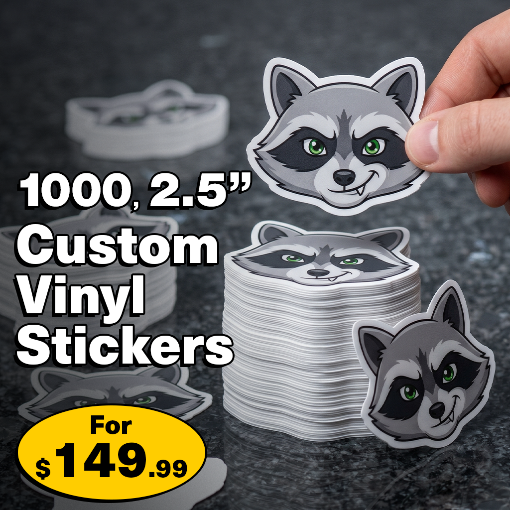 1000 2.5" Custom Vinyl Stickers