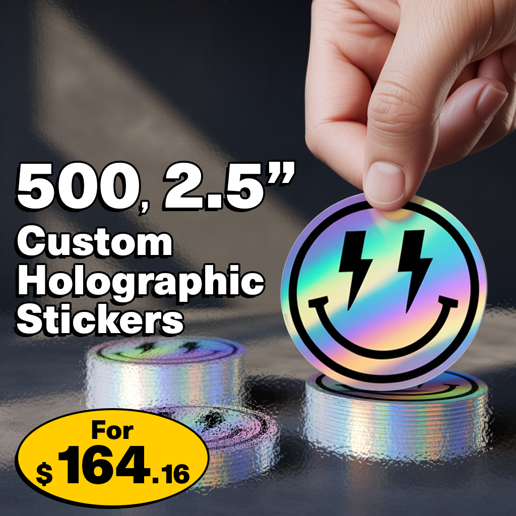 500 2.5" Custom Holographic Stickers
