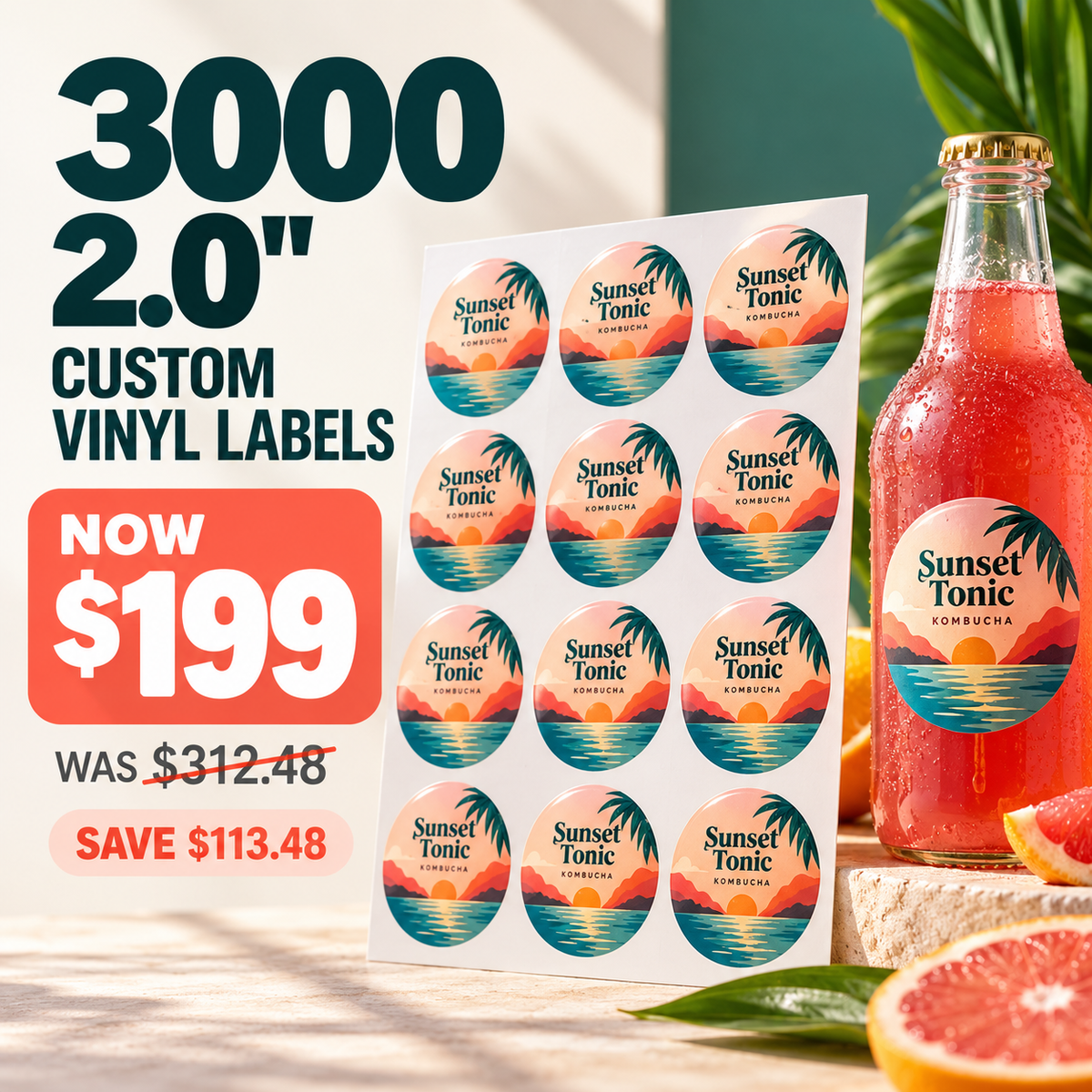 3000 2.0" Custom Vinyl Labels