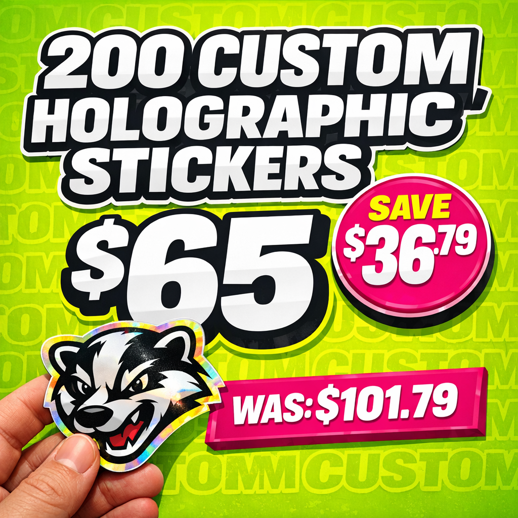 200 2.5" Custom Holographic Stickers