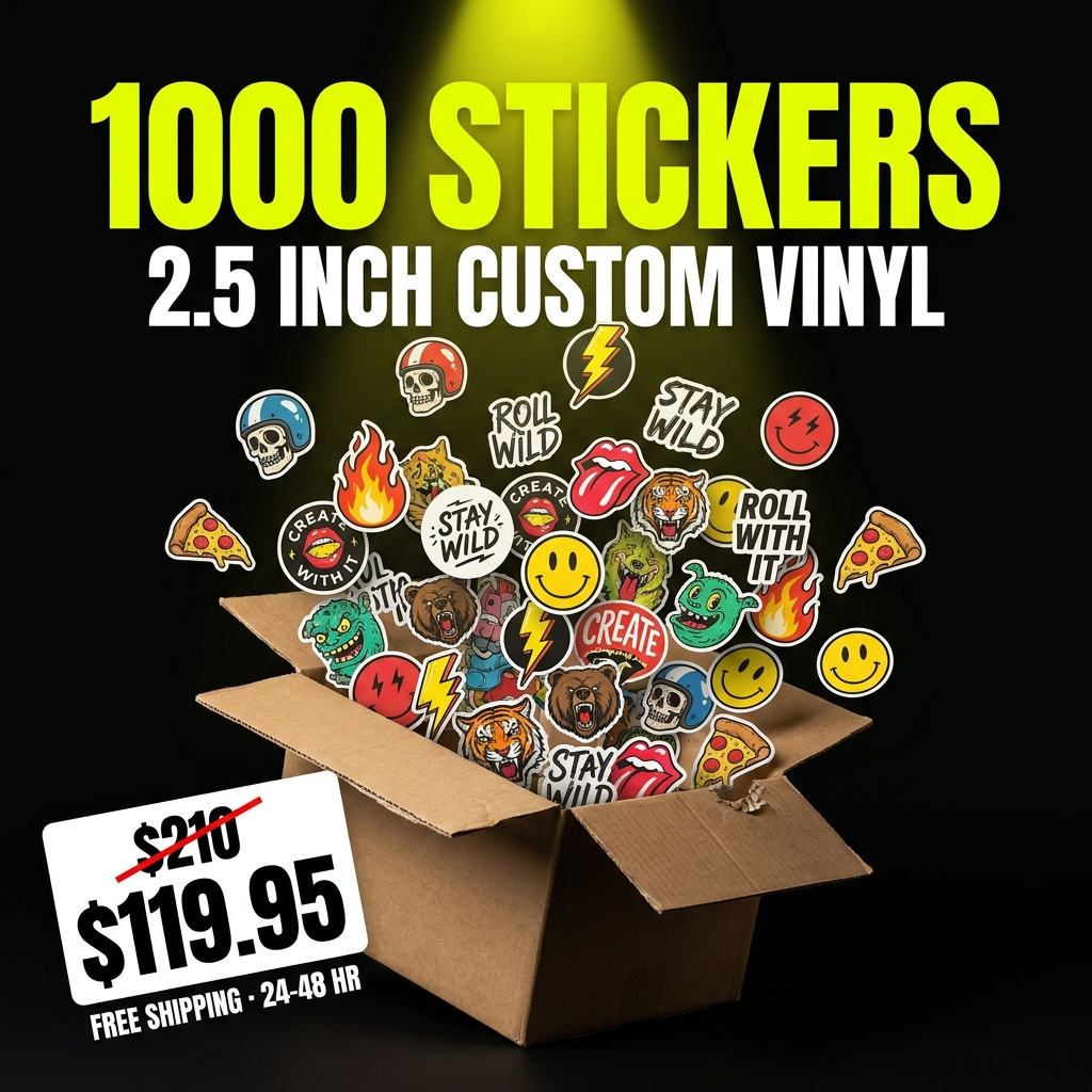 1000 2.5" Custom Vinyl Stickers