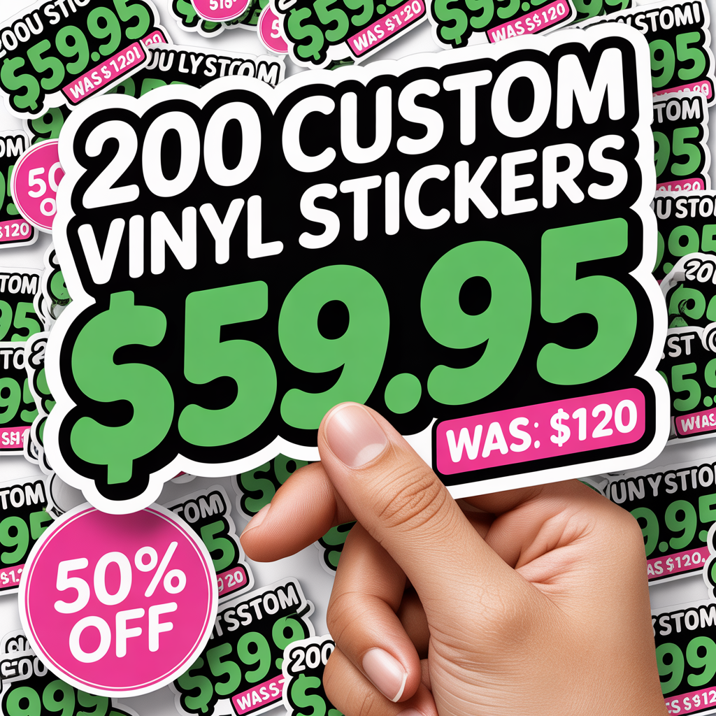 200 3.5" Custom Vinyl Stickers