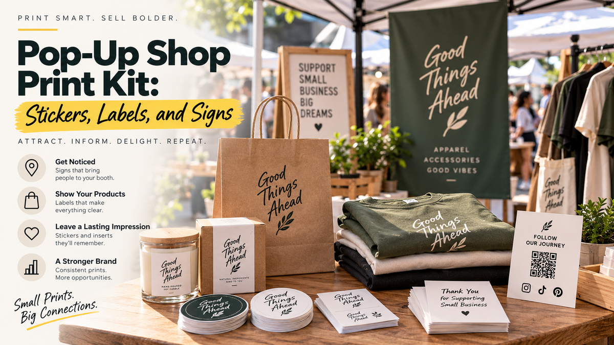 Pop-Up Shop Print Kit: Stickers, Labels, and Signs
