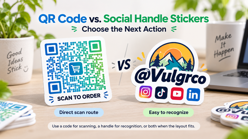 QR Code vs. Social Handle Stickers: Choose the Next Action