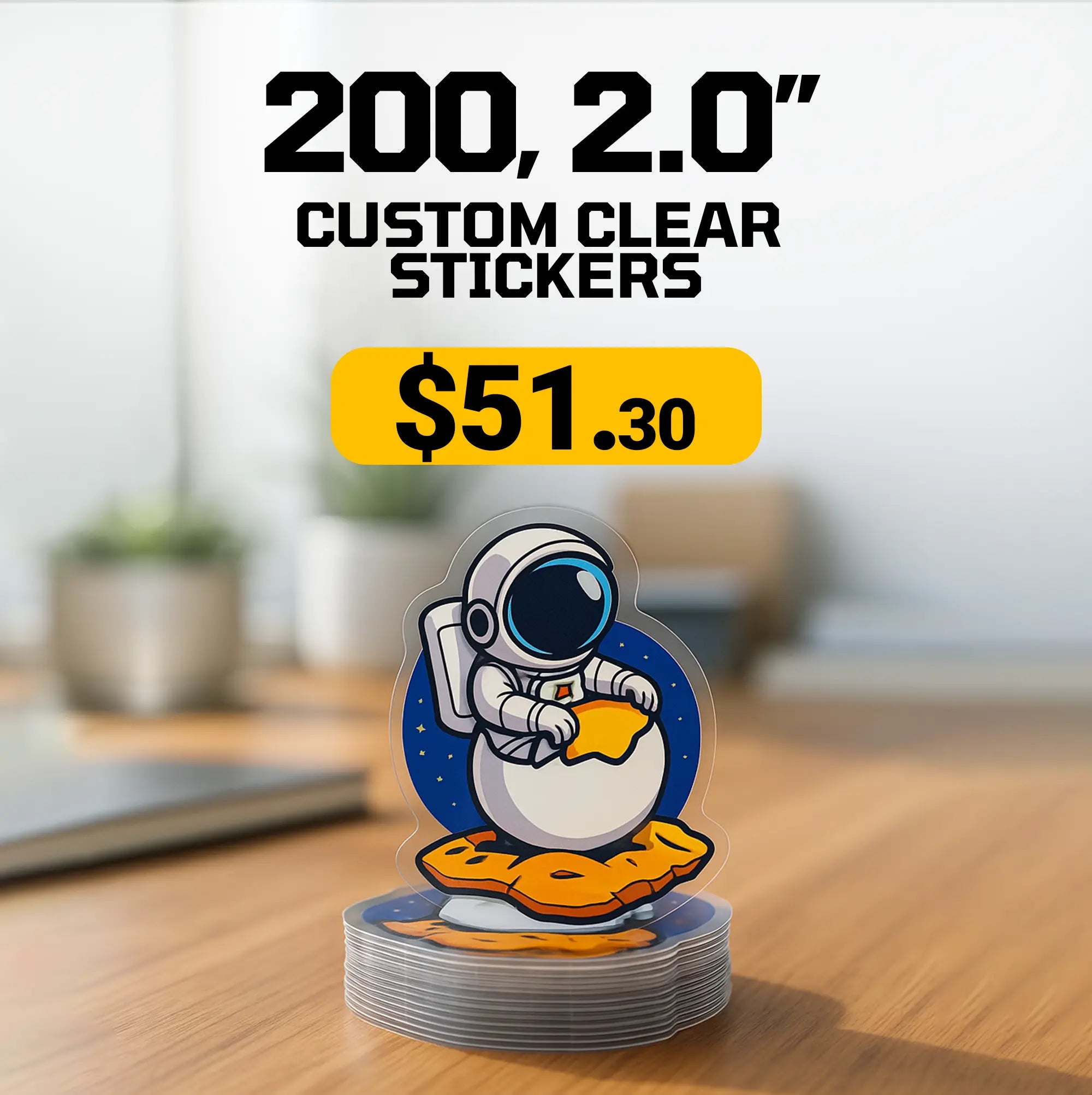 200 2.0" Custom Clear Stickers