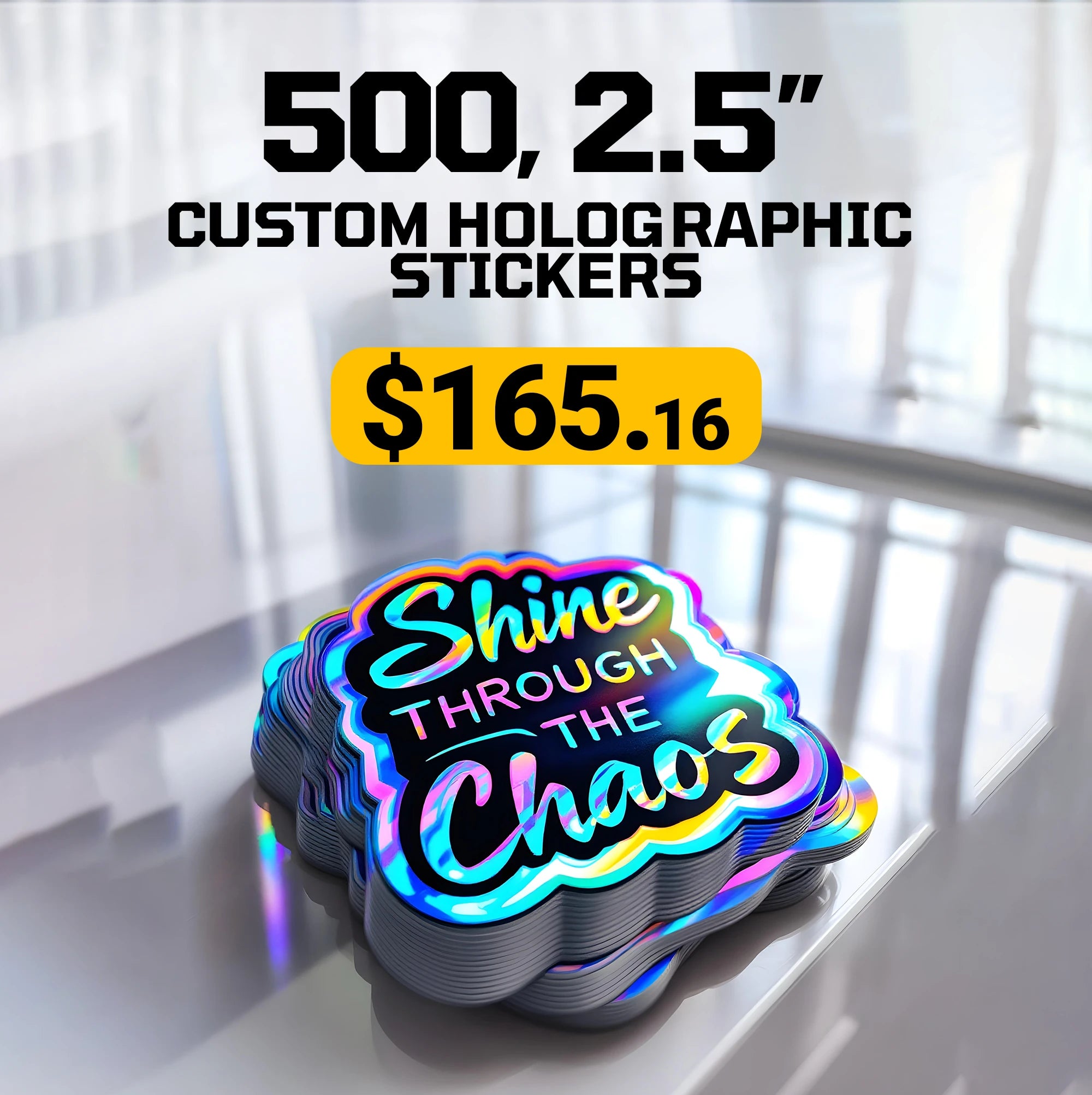 500 2.5" Custom Holographic Stickers