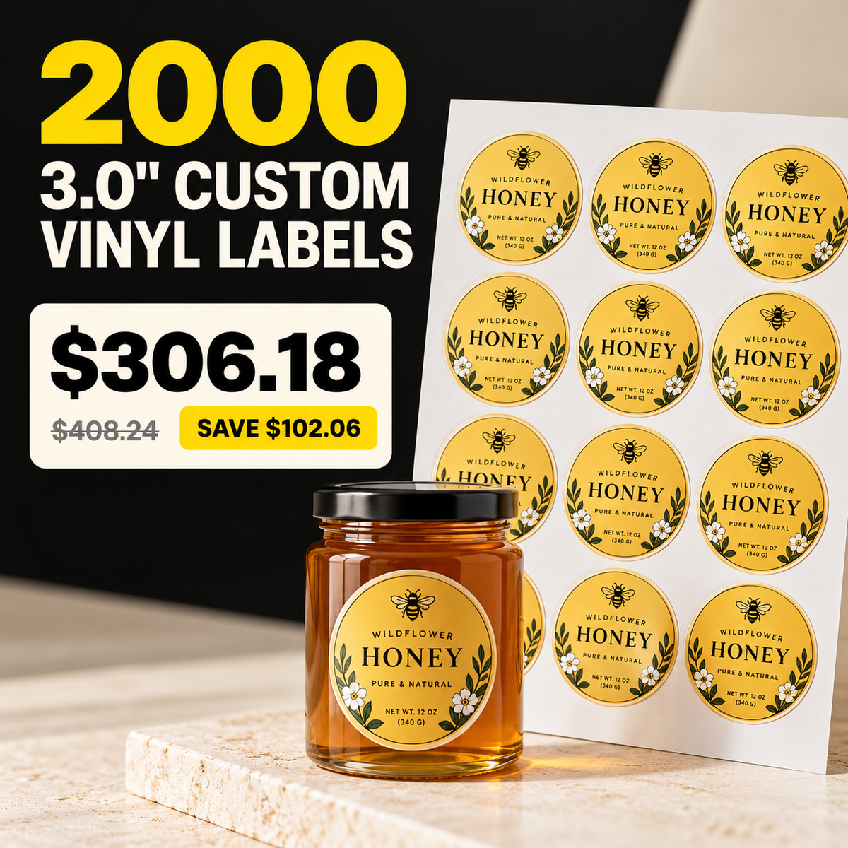 2000 3.0" Custom Vinyl Labels