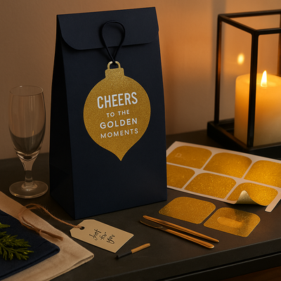 Gold Glitter Labels