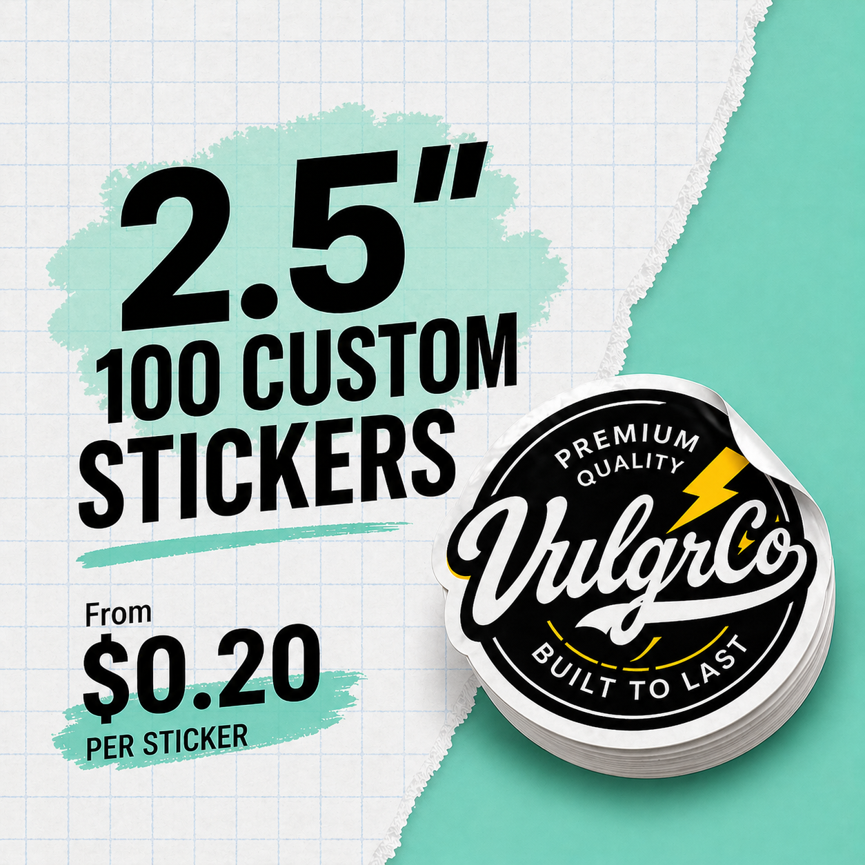 100 2.5" Custom Vinyl Stickers