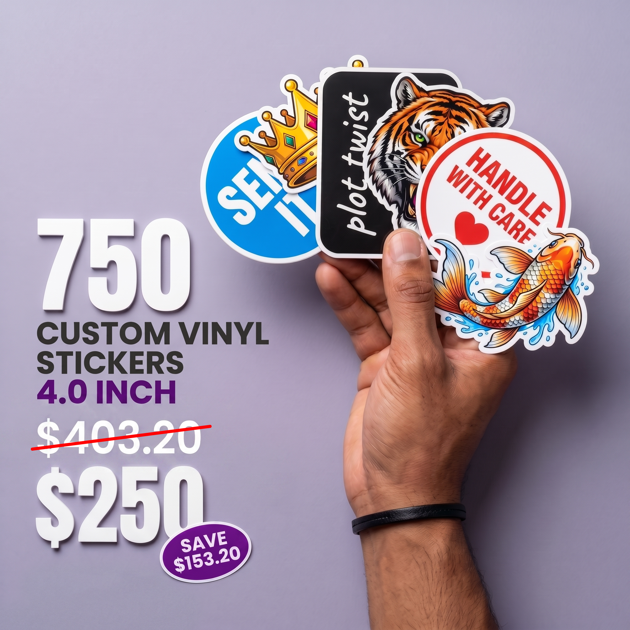 750 4.0" Custom Vinyl Stickers