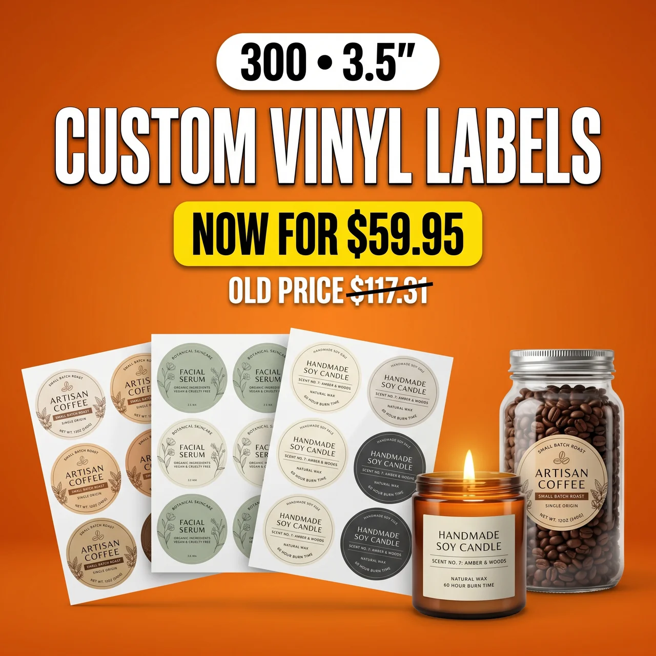 300 3.5" Custom Vinyl Labels