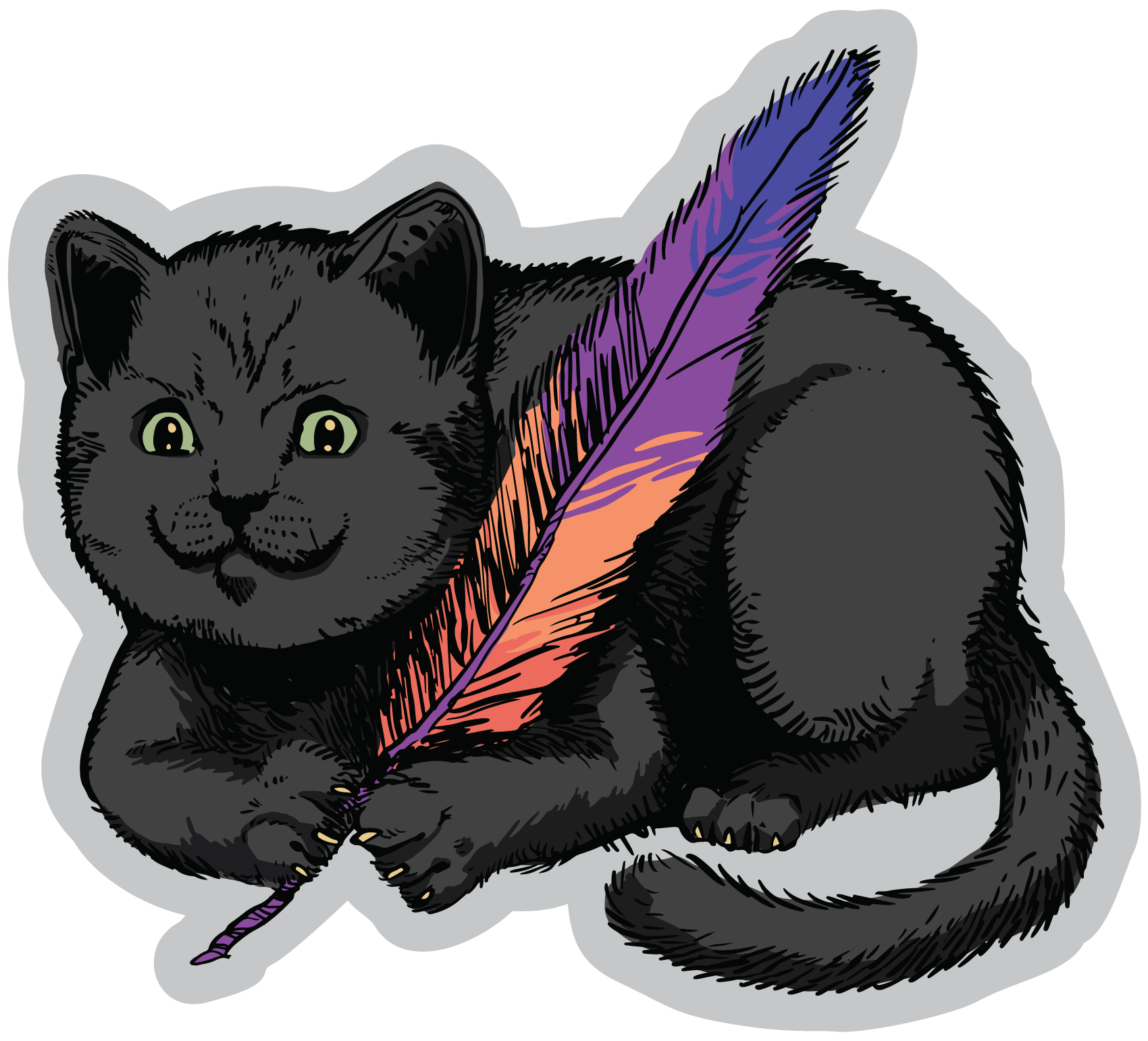 Black cat feather Sticker – VulgrCo