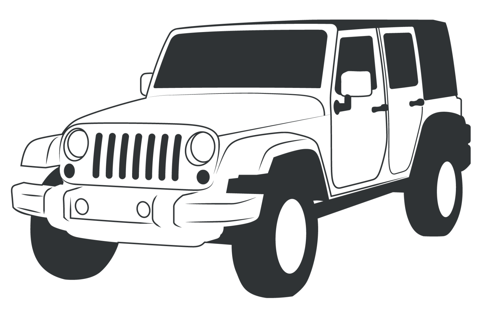 Black & White Hand Traced Jeep Sticker – VulgrCo