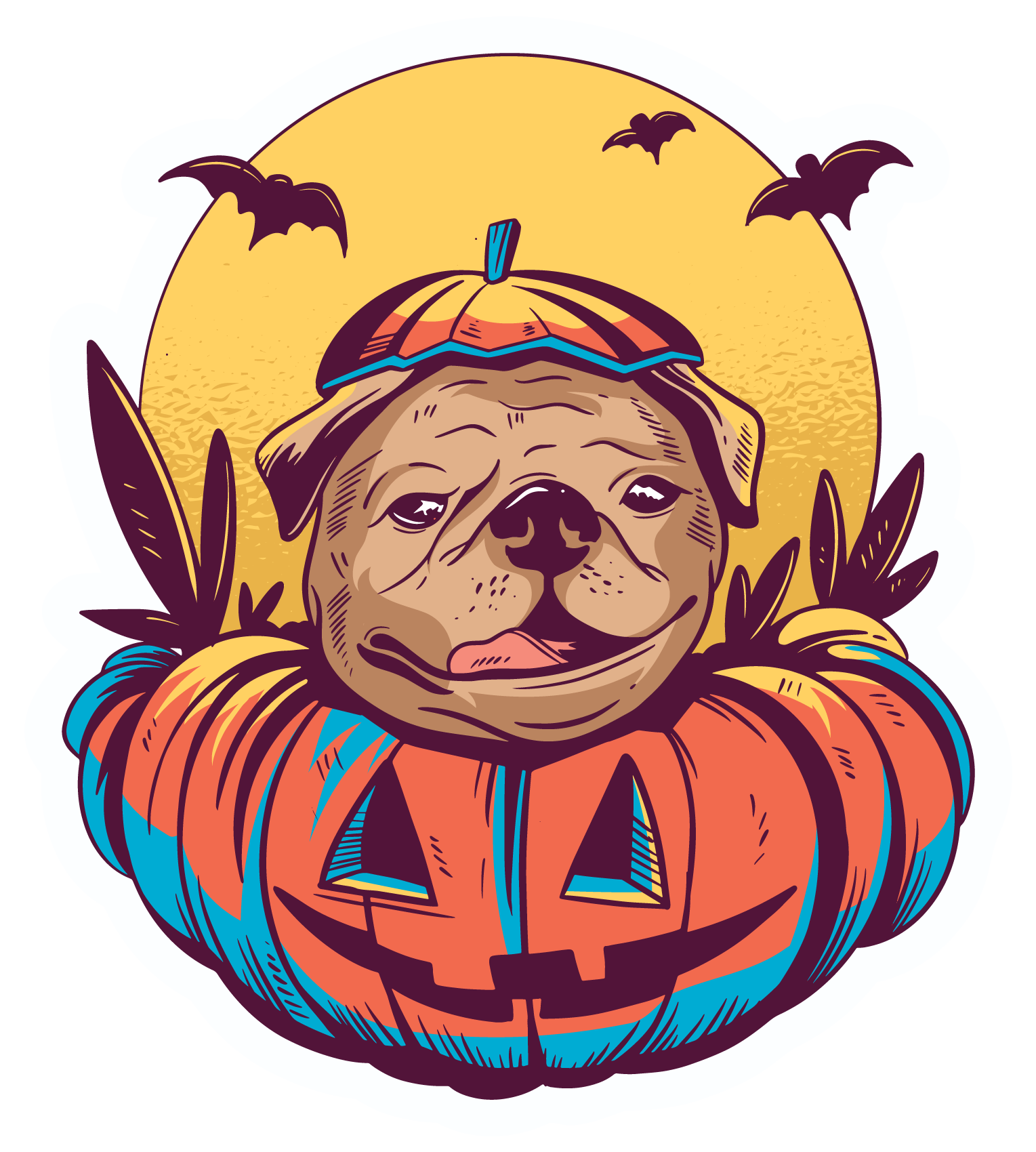 Halloween pug Sticker – VulgrCo