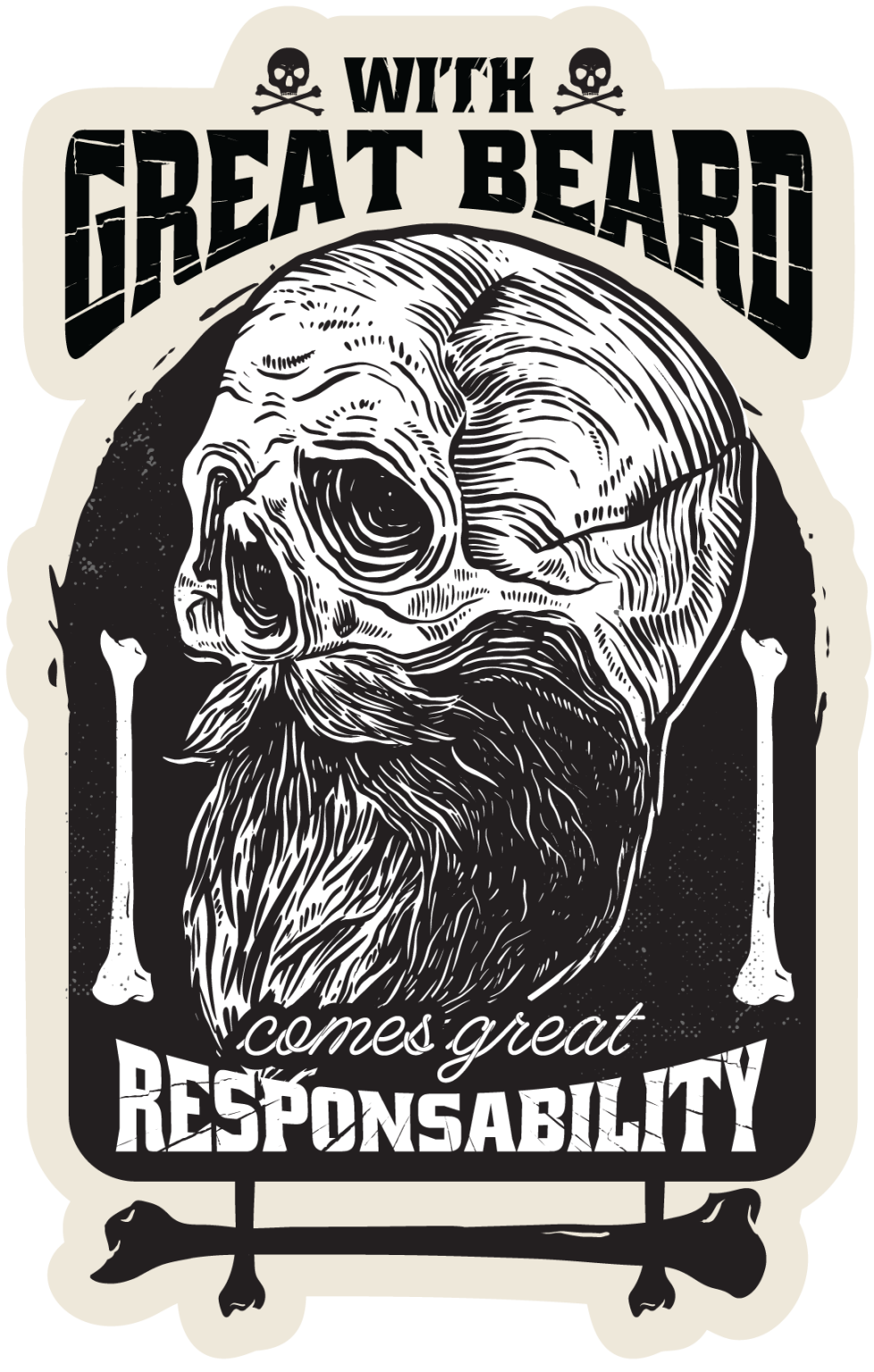 Funny skull beard quote Sticker – VulgrCo