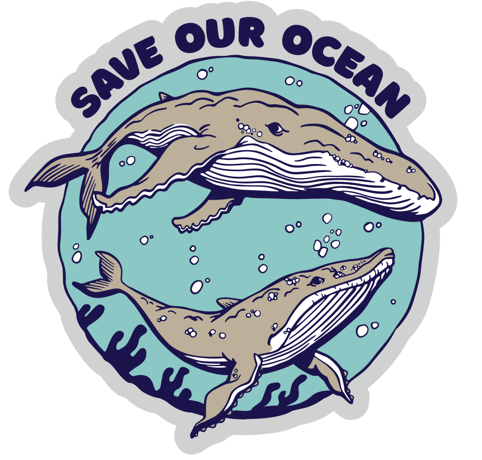 Whales sea animals swimming Sticker – VulgrCo