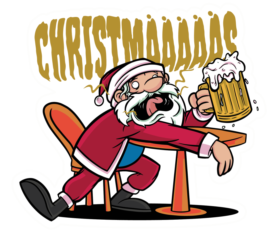 Drunk Santa Claus Christmas Sticker Vulgrco 