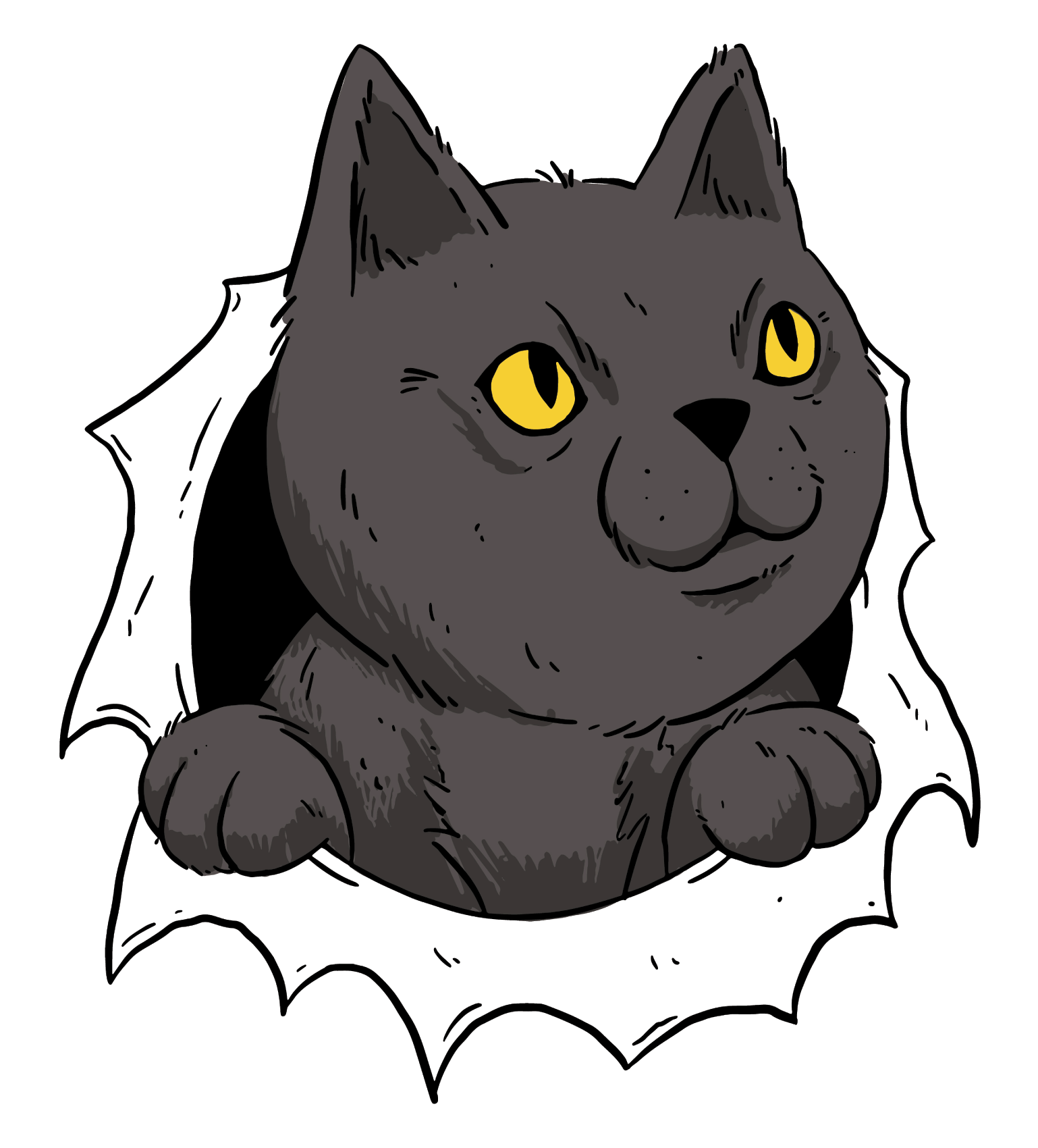 Black cat ripping shirt Sticker – VulgrCo