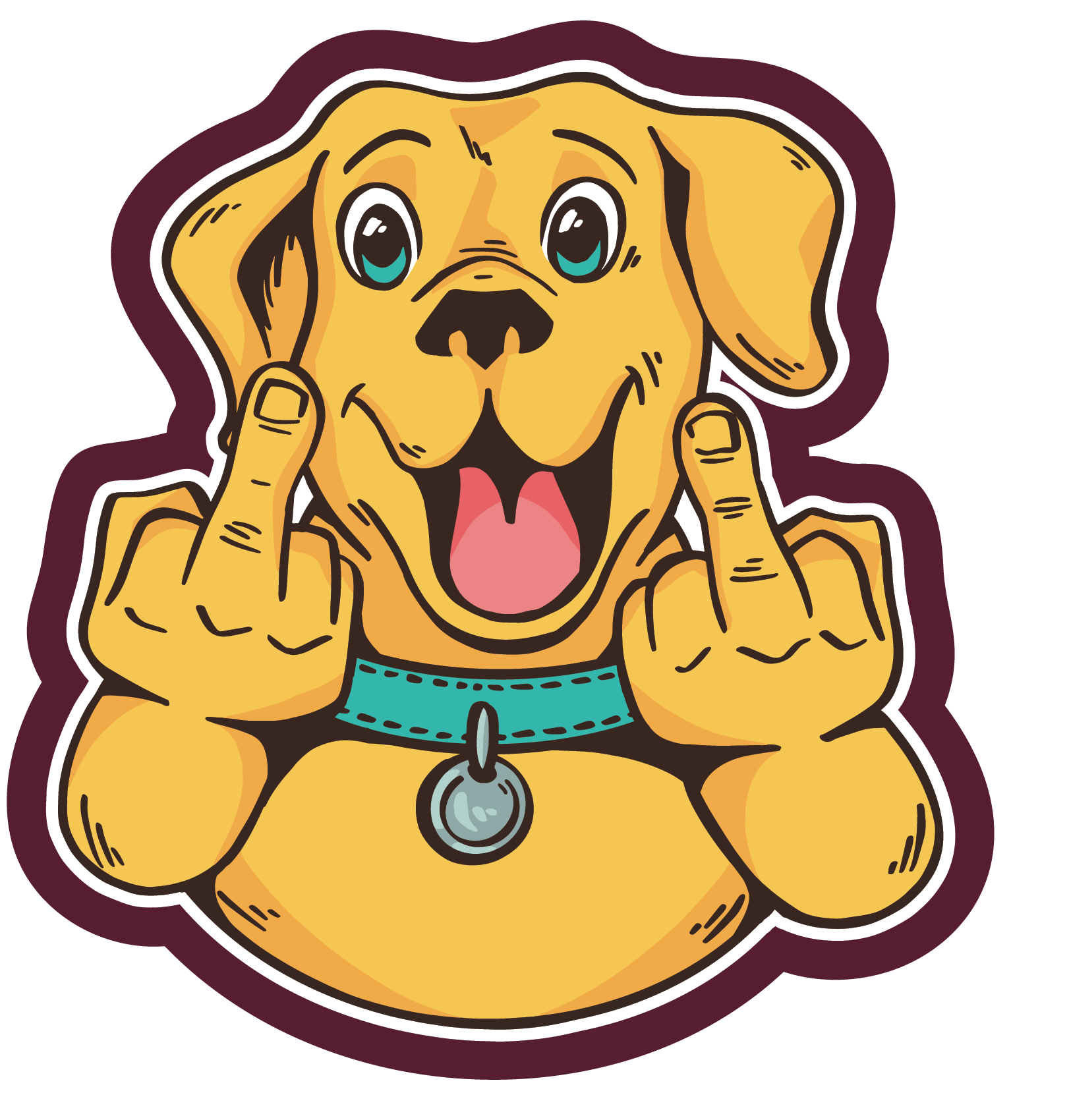 Funny Dog Sticker Fetch These Middle Fingers Car Decals Car