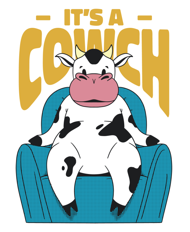 Funny Cow Couch Cartoon Sticker Vulgrco 0140