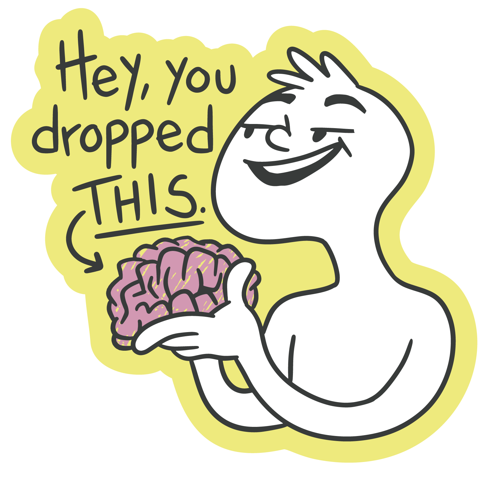 Cartoon man holding brain Sticker – VulgrCo